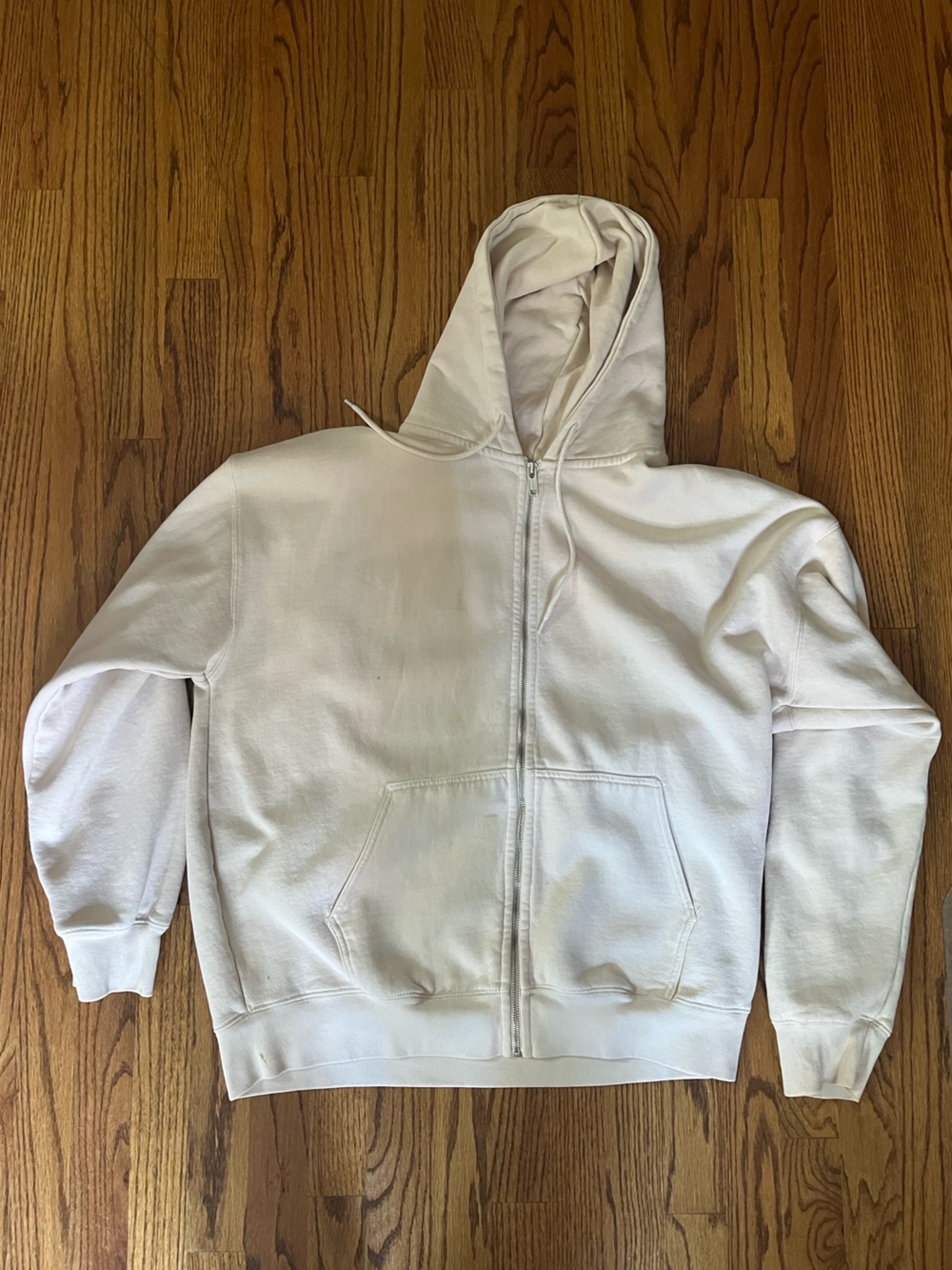 Brandy Melville Light Pink/Cream Oversized Zip-Up Hoodie